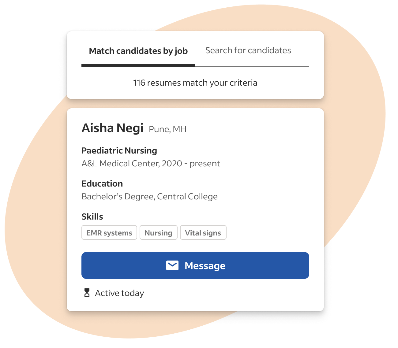 product representation of a matched candidate in Move ONN Smart Sourcing